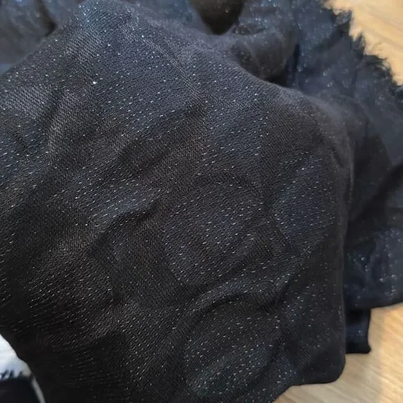 NWT‎ Coach vintage black monogram sparkly scarf 107x107 - Picture 6 of 7